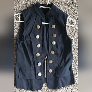 "Oh Yes" women black vest jacket (stretchy fabric) size large vintage